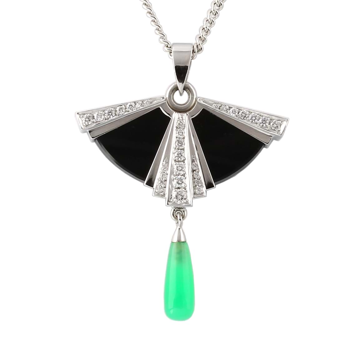 Jadeite Green Czech Art Deco Necklace – Sweet Romance Jewelry